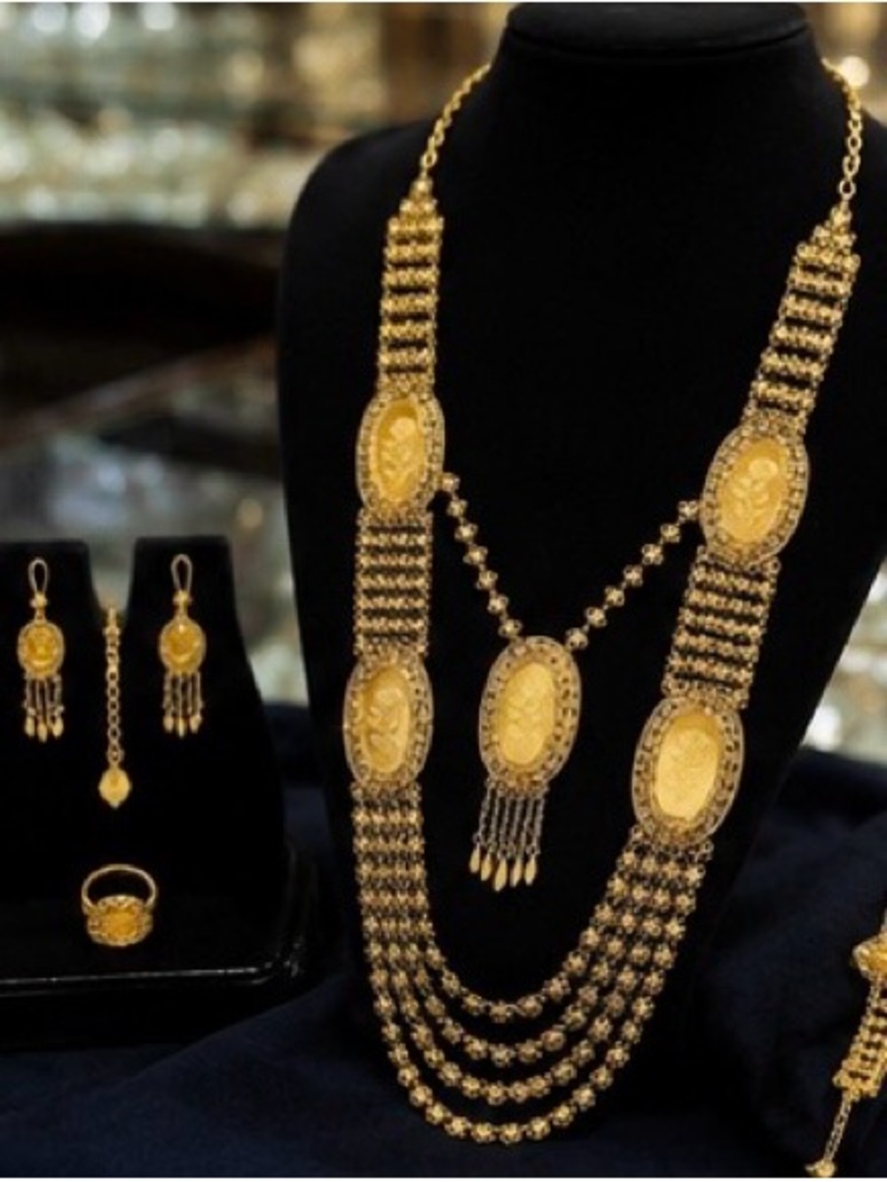 Gold Multi-Strand Medallion Necklace Set - Elegant Women’s Jewelry